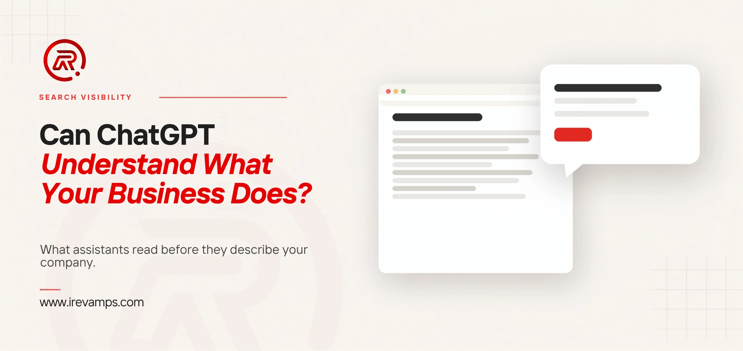 Entity SEO featured graphic: a page of plain content beside an assistant reply bubble carrying one clear line and a red mark