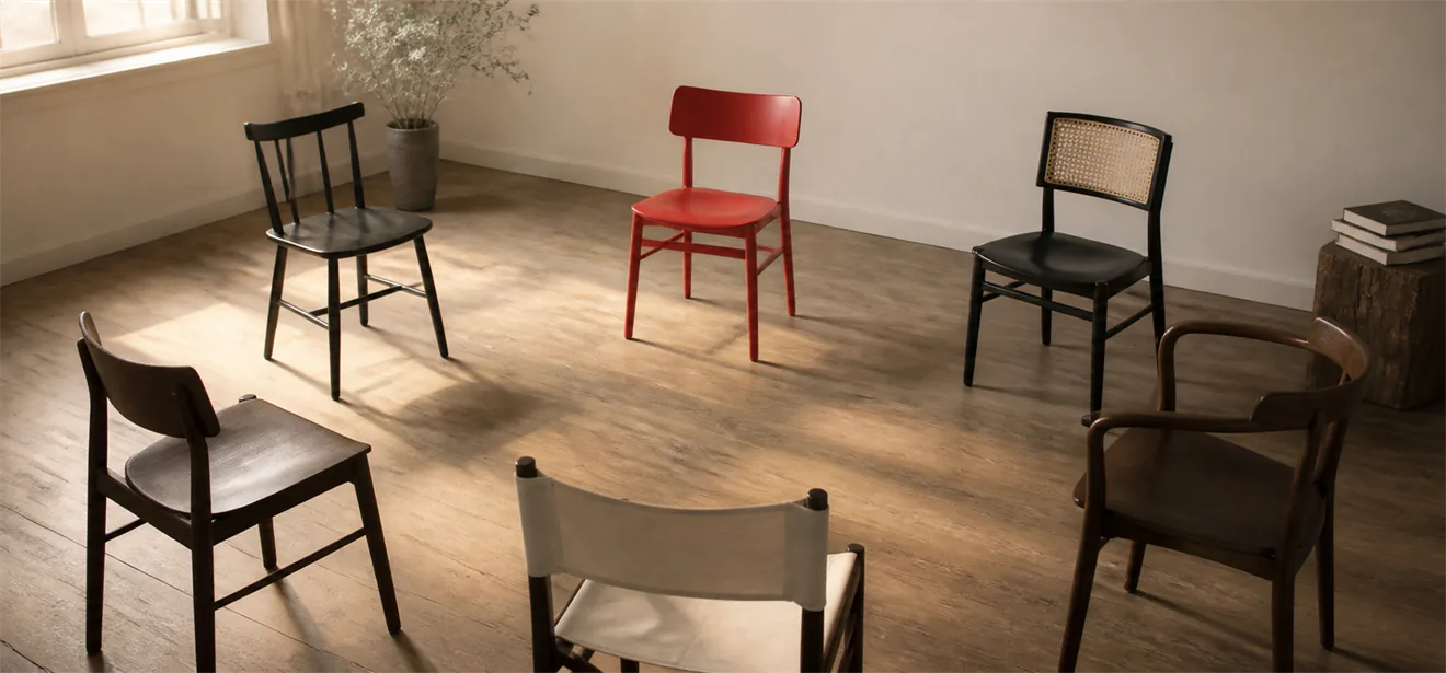 Empty community chair circle