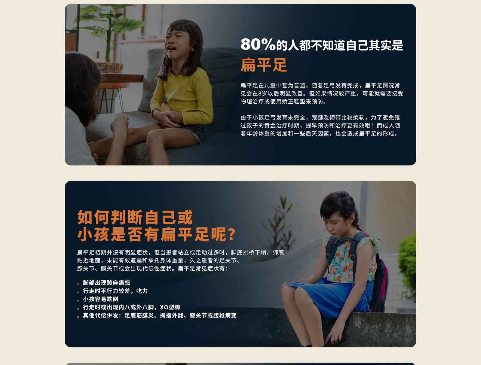 FitArch 4 Flat foot education panels on the FitArch landing page