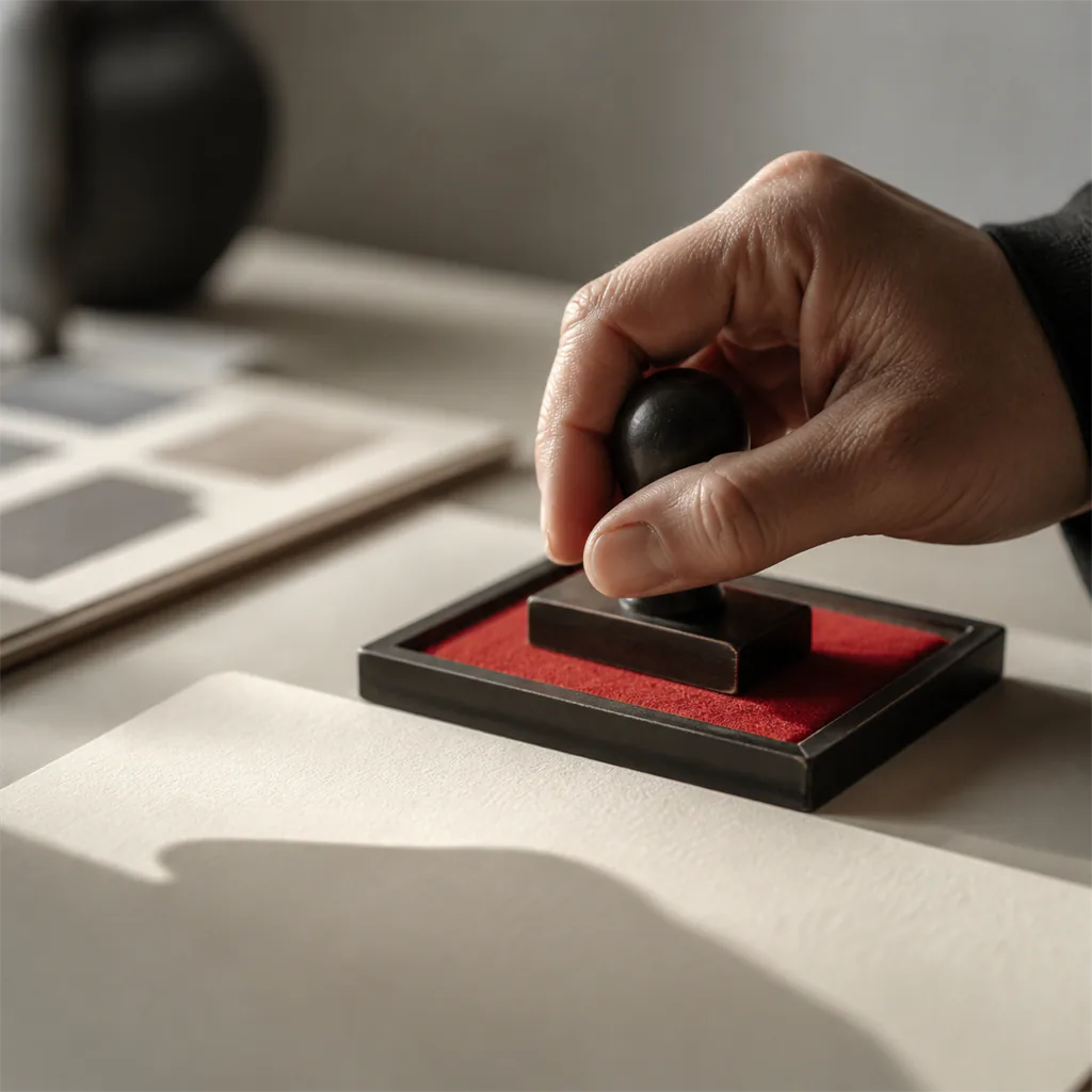 Your Website Gets Visitors. Why Isn't It Generating Enquiries? 4 Hand pressing scarlet stamp pad
