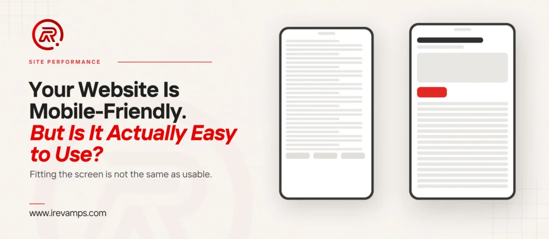 Two phones side by side: one crammed with tiny lines, the other spaced out with a clear red action