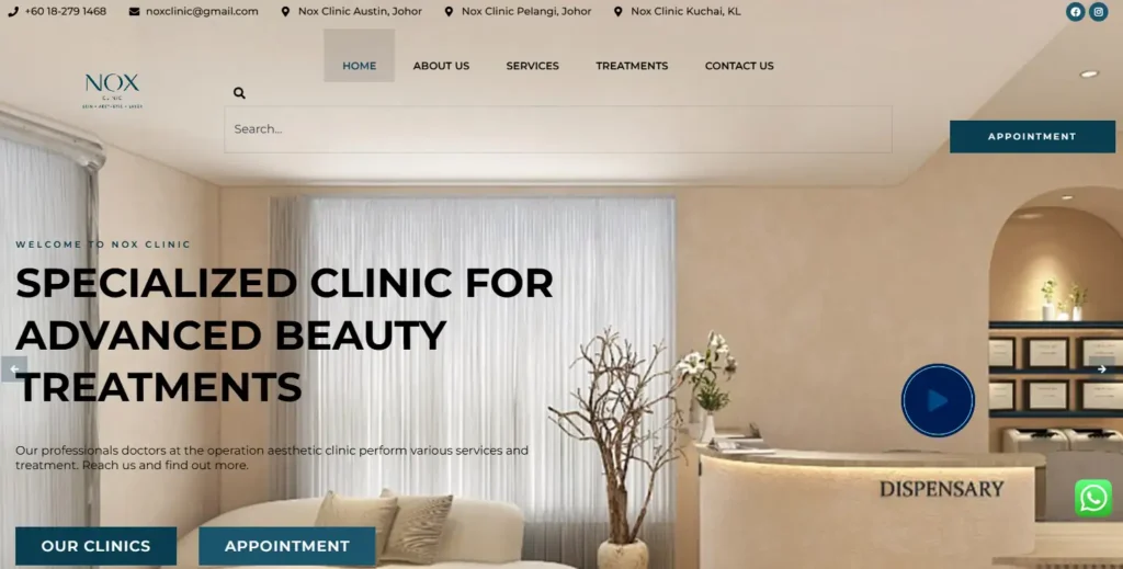 nox clinic beauty treatments homepage