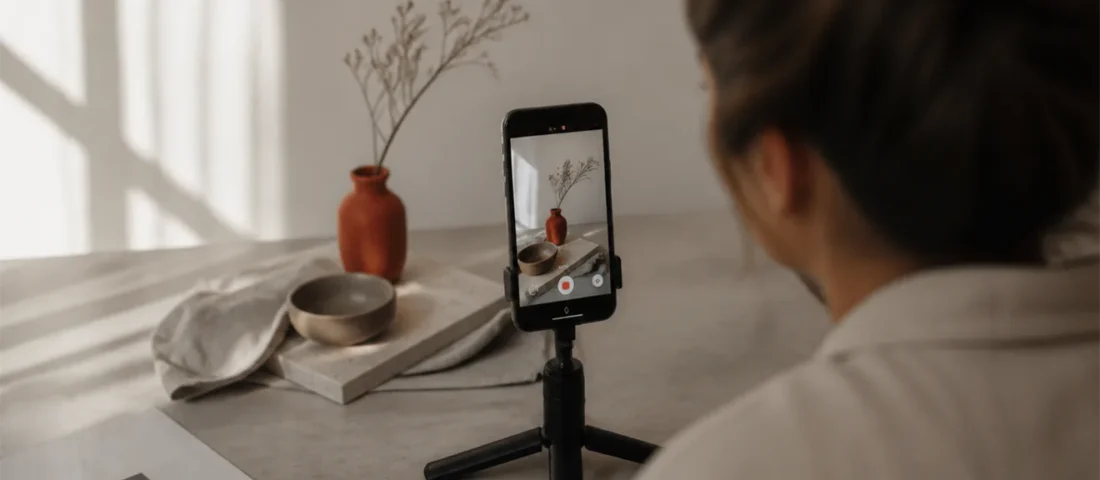 Phone tripod filming tabletop