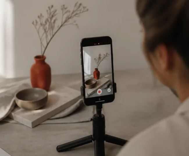 Phone tripod filming tabletop