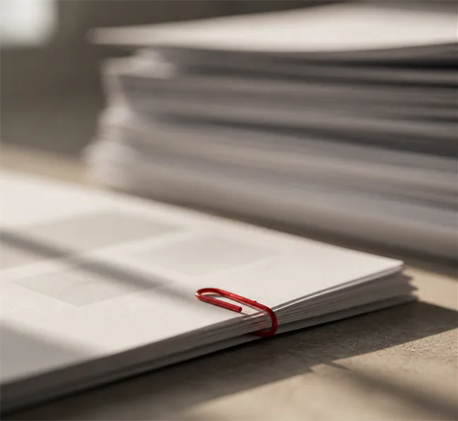 Content Marketing Strategies That Deliver Results 4 Scarlet paperclip on focused pages