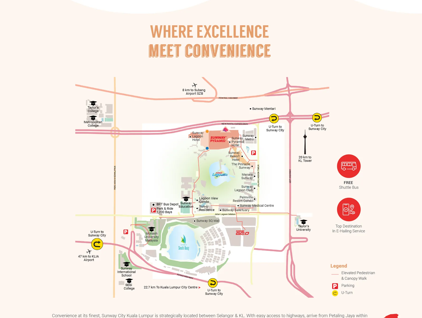 Sunway Pyramid 5 Location and connectivity map for Sunway City Kuala Lumpur