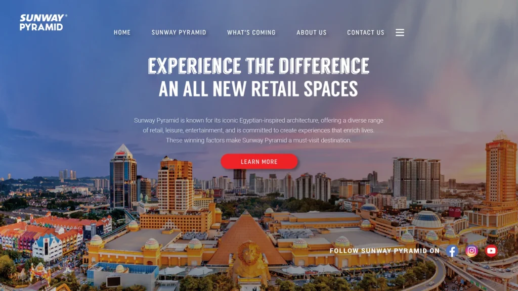 Sunway Pyramid microsite homepage hero