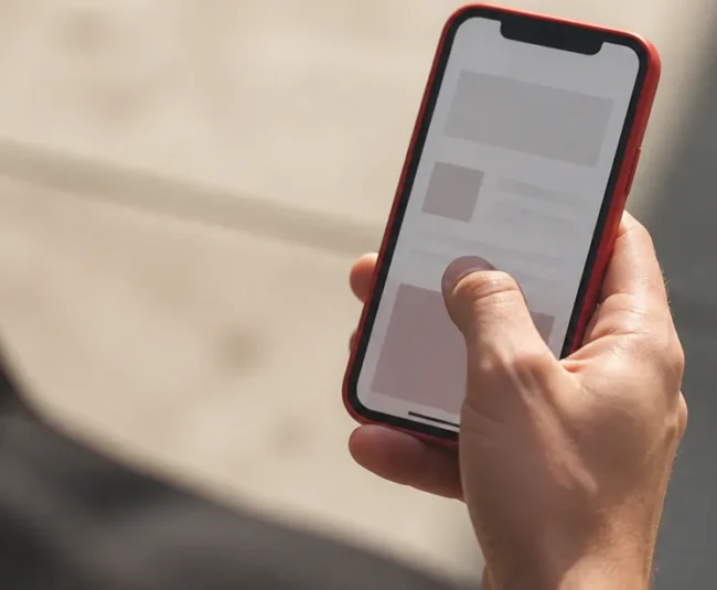 Thumb reaching across mobile screen