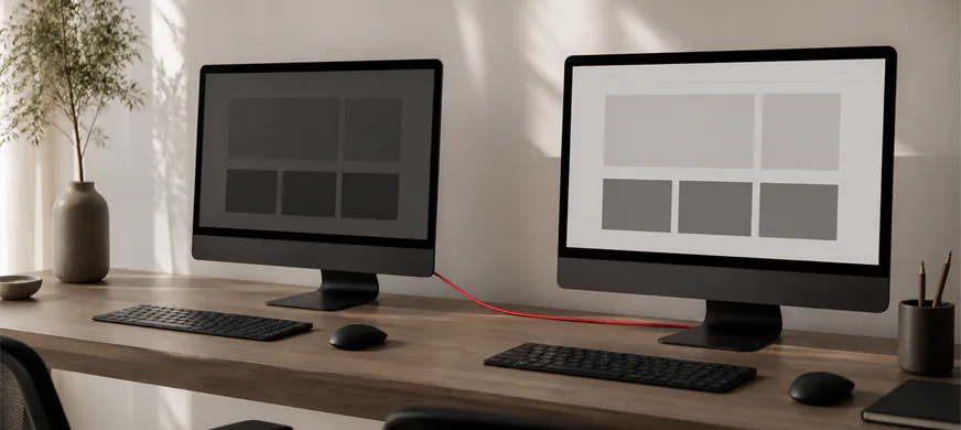 Twin workstations scarlet cable