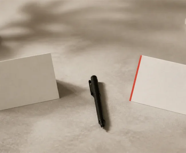 Two choice cards on table