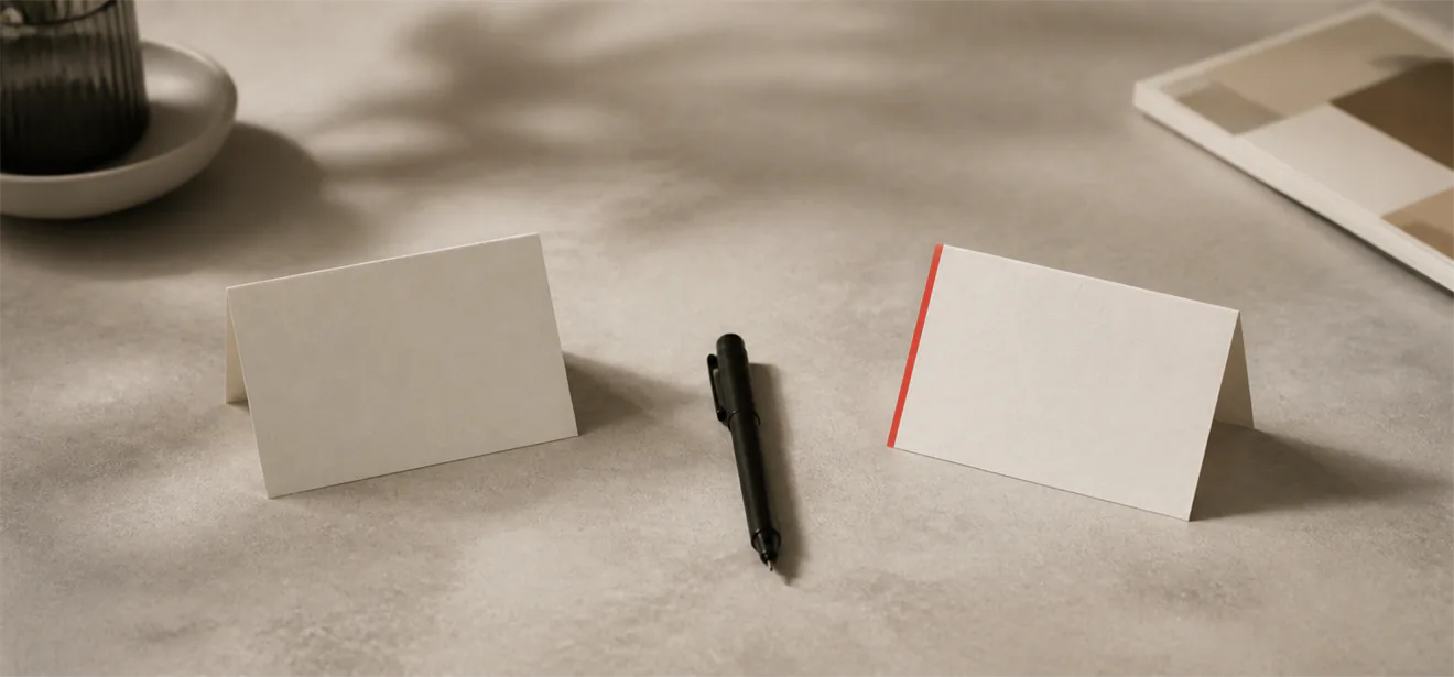 Two choice cards on table
