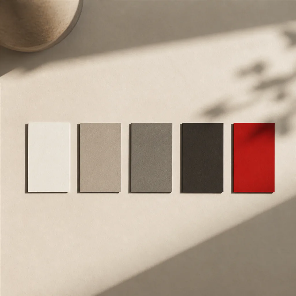 Website Design for Trust: What Visitors Notice Before They Contact You 4 Warm neutral brand colour chips