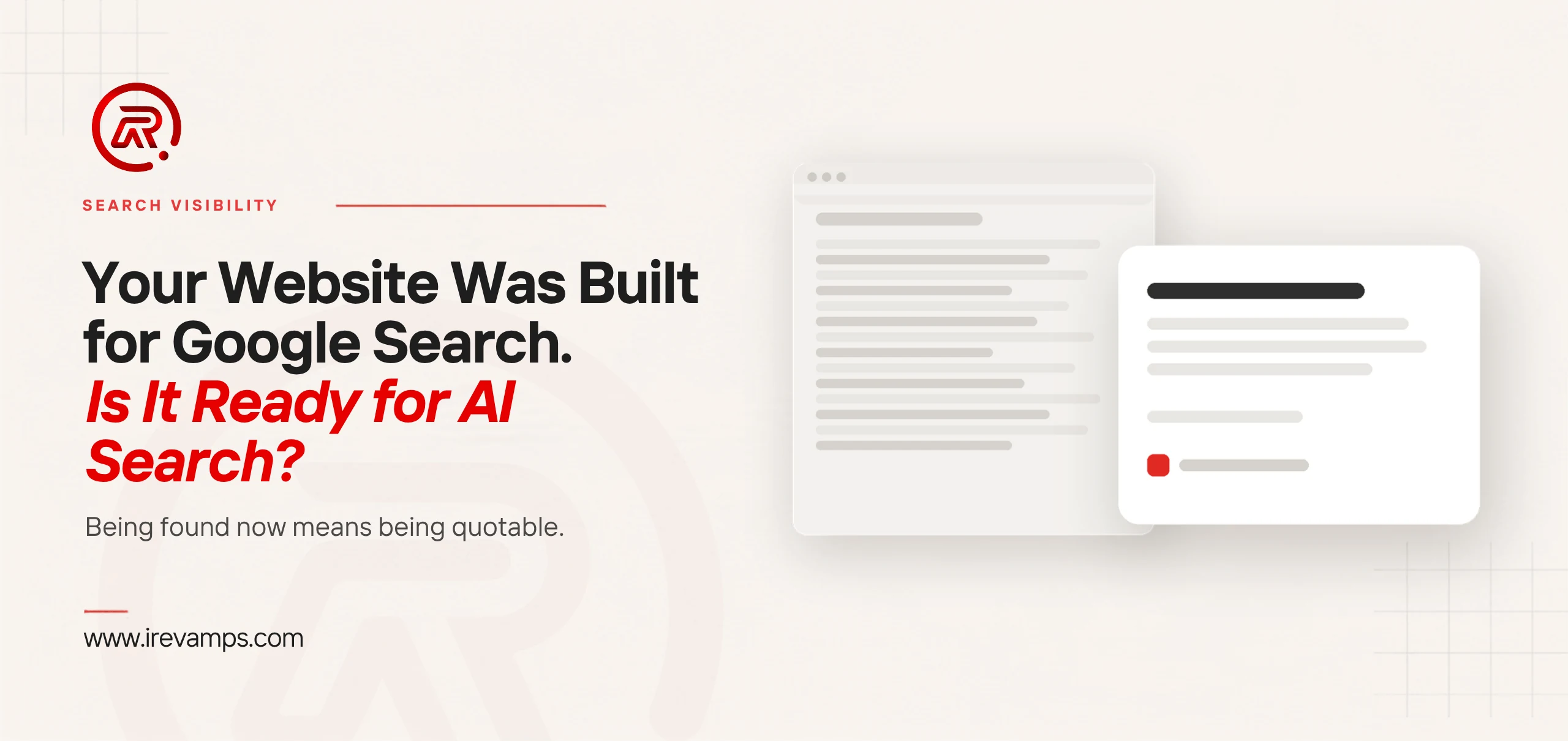 A faded page of ranked search results behind a single answer card that credits one source in red