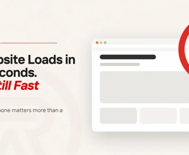 Website load time featured graphic: a web page still partly loaded, beside a progress ring most of the way round