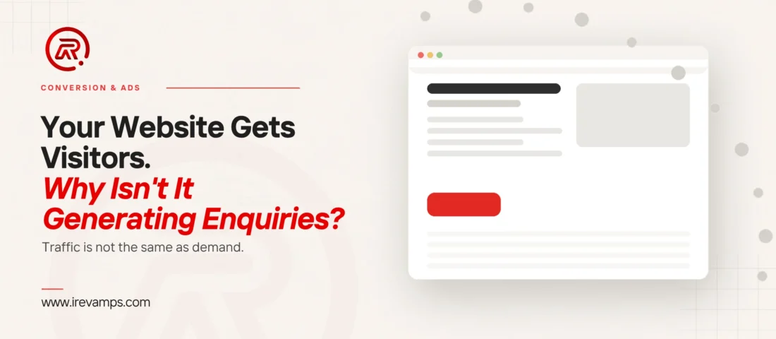 A stream of visitors arriving over a web page and sweeping past it, never reaching the red enquiry button