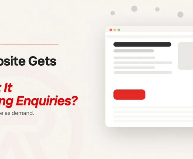 A stream of visitors arriving over a web page and sweeping past it, never reaching the red enquiry button