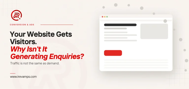 A stream of visitors arriving over a web page and sweeping past it, never reaching the red enquiry button