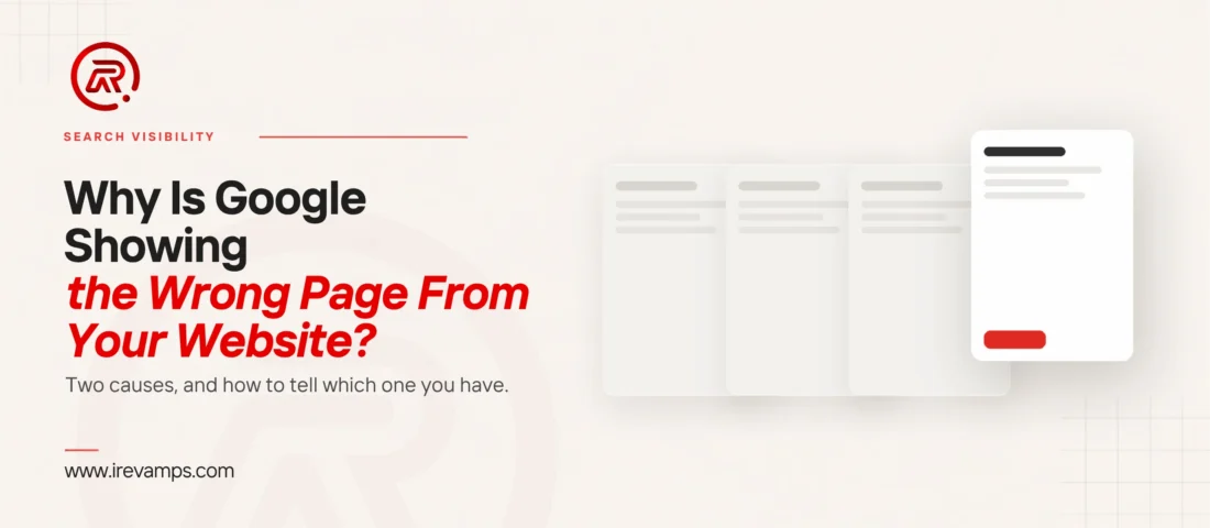 Google showing wrong page: title card beside a flat illustration of a row of near-identical page cards, most pushed back and faded, one brought forward