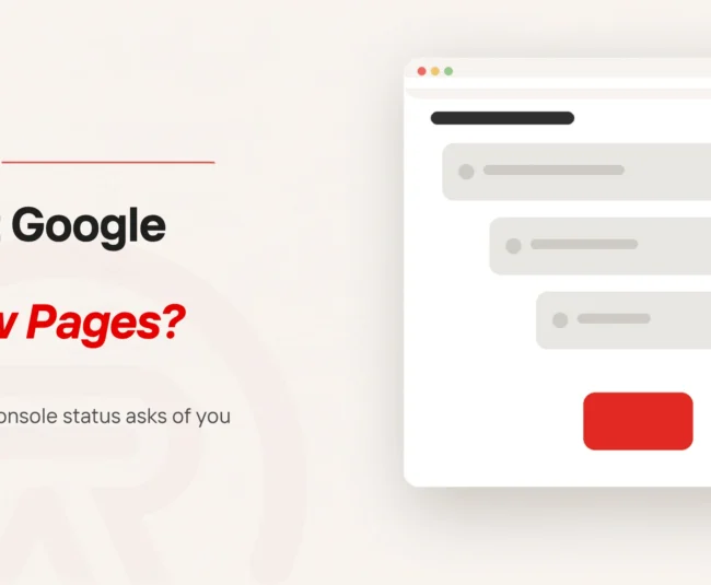 Page not indexed: title card beside a flat illustration of a browser window holding four stacked bars, each narrower than the one above it, the narrowest drawn in scarlet