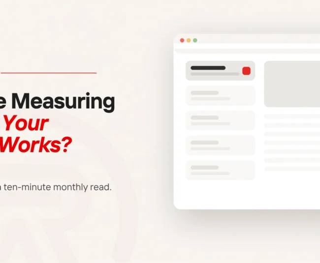 Website analytics setup: title card beside a flat illustration of a browser window with a column of list rows, the top row highlighted with a red marker, next to a blank content panel