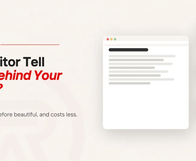 Website branding: title card beside a flat illustration of one large page panel next to three smaller stacked panels, the middle small panel carrying a scarlet marker