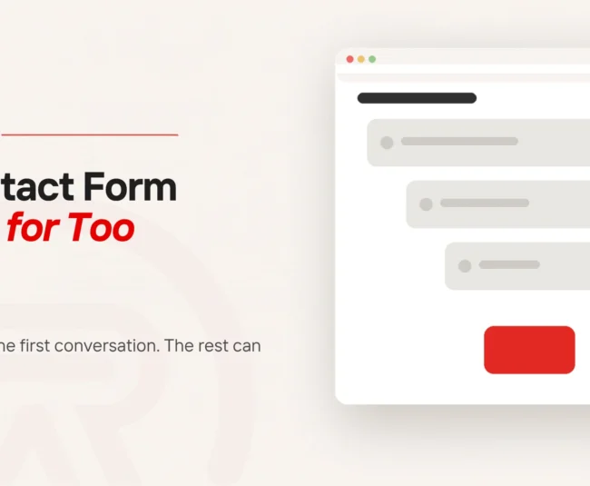 Website forms: title card beside a flat illustration of a form window whose steps narrow like a funnel, fewer completing each one