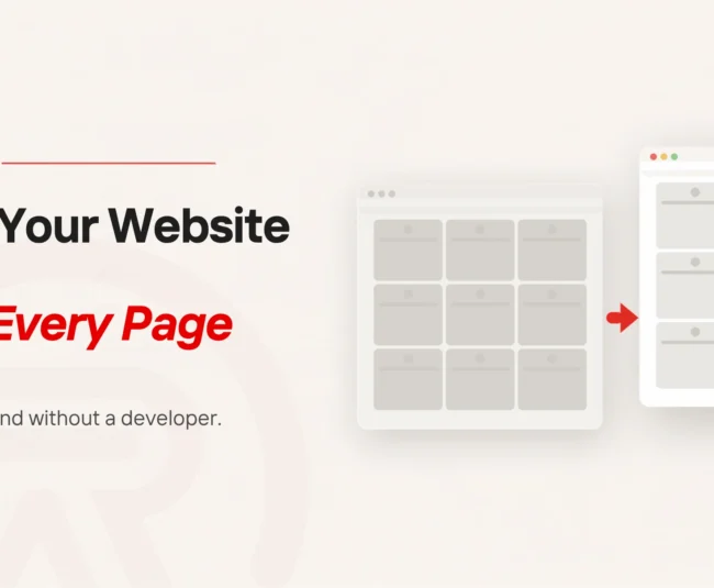 Website image optimisation: title card beside a flat illustration of two browser windows showing the same grid of image tiles, the left one dull and heavy, a scarlet arrow, and the right one light and crisp